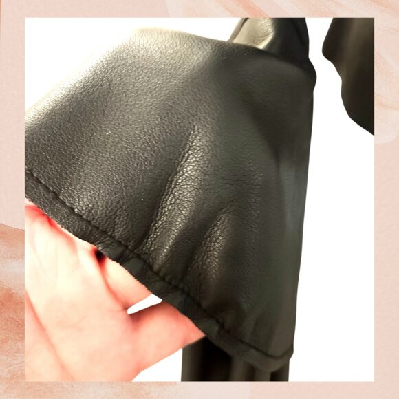 INC Black Ruffle Sleeve Faux Leather Jacket - Picture 7 of 10